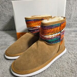 Bernie Mev Aztec Suede Leather Faux Fur Lined Winter Boots Women EU 37 6.5 7 NEW